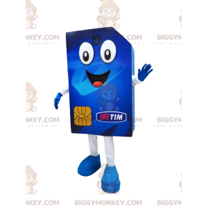 Costume de mascotte BIGGYMONKEY™ de carte SIM bleue géante et