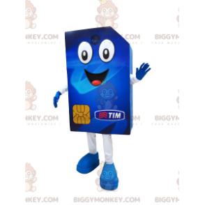 Costume de mascotte BIGGYMONKEY™ de carte SIM bleue géante et