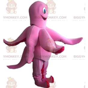Costume de mascotte BIGGYMONKEY™ de pieuvre rose et rouge