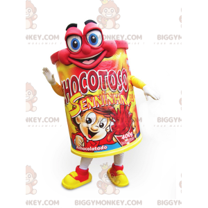 Traje de mascote Chocotoso BIGGYMONKEY™ com bebida de chocolate