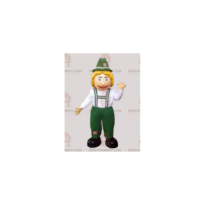 Tirools BIGGYMONKEY™-mascottekostuum in groen en wit