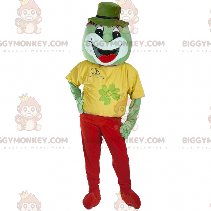 Costume de mascotte BIGGYMONKEY™ de créature verte souriante