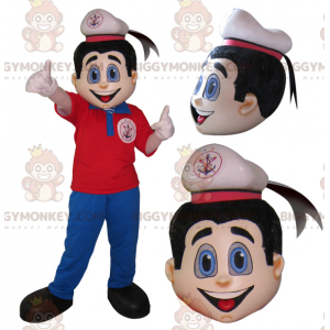 Seaman Sailor BIGGYMONKEY™ mascottekostuum in rood en blauwe