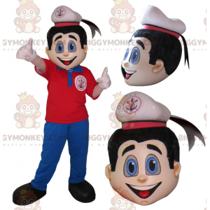 Seaman Sailor BIGGYMONKEY™ Maskottchenkostüm in rot-blauem