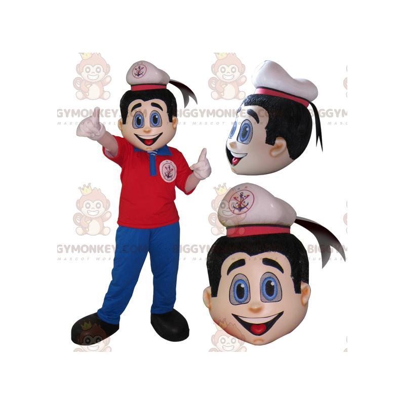 Seaman Sailor BIGGYMONKEY™ maskottiasu punaisessa ja sinisessä