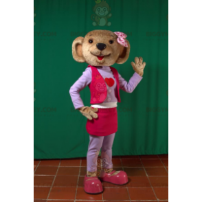 BIGGYMONKEY™ Costume da mascotte dell'orso bruno in abito rosa