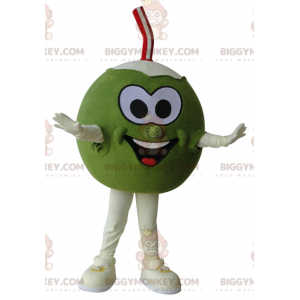 Kostým zelenobílého obřího kokosu BIGGYMONKEY™ maskota –