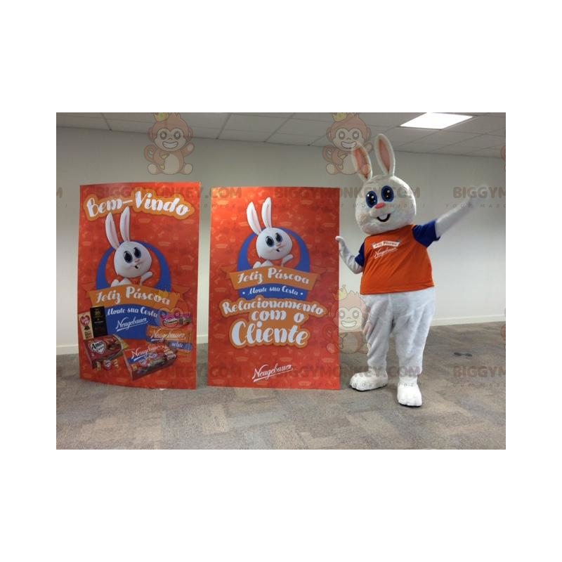 BIGGYMONKEY™ Mascot Costume Plump And Cute White Rabbit Dressed