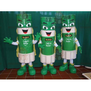 3 bastões de cola verde e branco mascote BIGGYMONKEY™ –