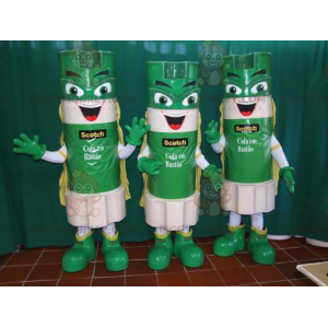 3 BIGGYMONKEY™s maskot gröna och vita limstift - BiggyMonkey