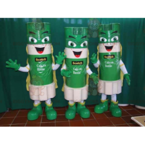 3 bastões de cola verde e branco mascote BIGGYMONKEY™ –