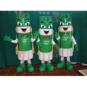 3 mascottes BIGGYMONKEY™ de bâtons de colle verts et blancs -