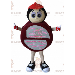 Disfraz de mascota de muñeco de nieve redondo rojo y gris