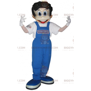 BIGGYMONKEY™-Maskottchenkostüm für Jungen in blauen Overalls -