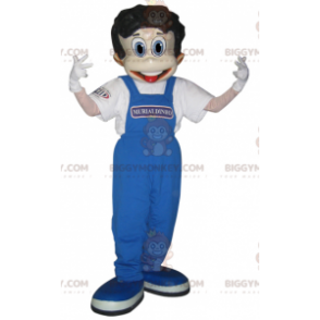 BIGGYMONKEY™-Maskottchenkostüm für Jungen in blauen Overalls -