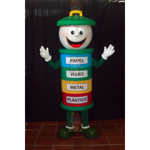 Colorful Bin BIGGYMONKEY™ Mascot Costume. Dumpster BIGGYMONKEY™