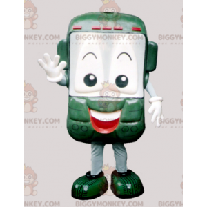 Fantasia de mascote BIGGYMONKEY™ para celular verde sorridente