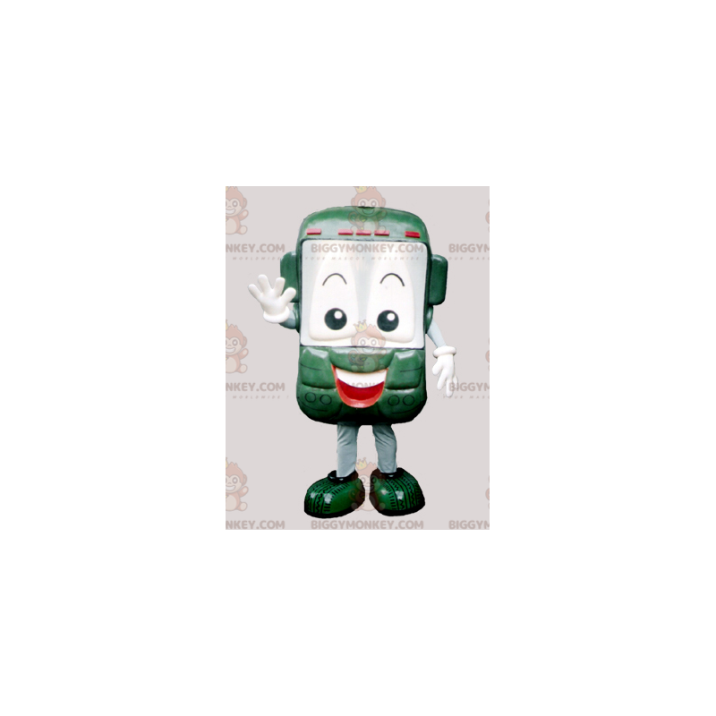 Lachende groene mobiele telefoon BIGGYMONKEY™ mascottekostuum -