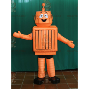 Traje de mascote de robô BIGGYMONKEY™ bonito sorridente laranja