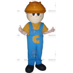Costume da mascotte uomo lavoratore BIGGYMONKEY™ con elmetto e