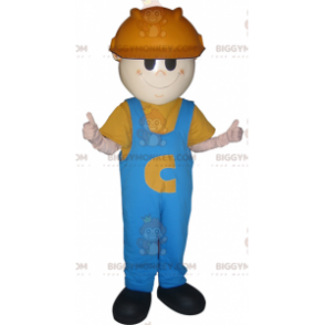 Arbeiter-BIGGYMONKEY™-Maskottchen-Kostüm mit Schutzhelm und