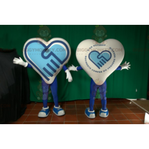 Blue and White Giant Heart BIGGYMONKEY™ Mascot Costume.