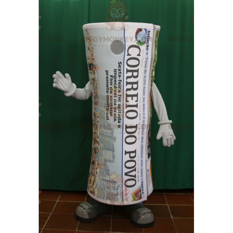 Costume de mascotte BIGGYMONKEY™ de journal enroulé géant.
