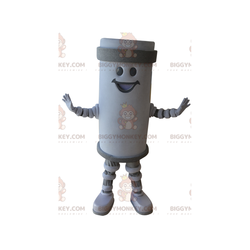 Smiling White and Gray Giant Stack BIGGYMONKEY™ Mascot Costume