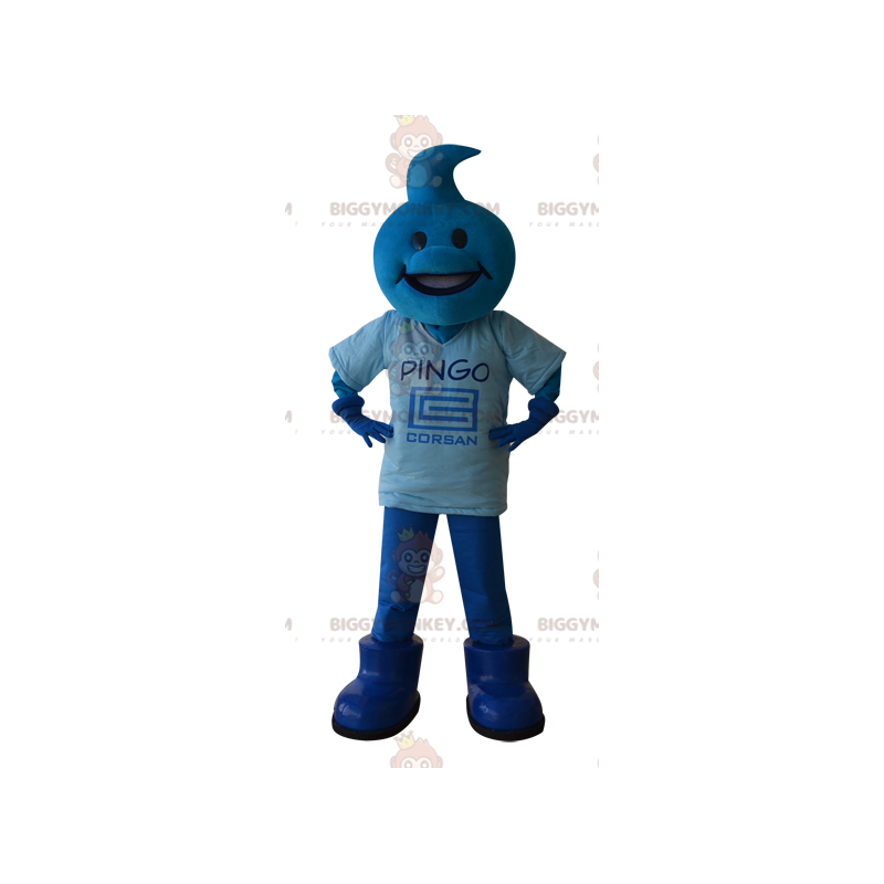 Kostium maskotki niebieskiego bałwana BIGGYMONKEY™ z głową w