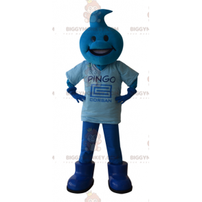 BIGGYMONKEY™ Blue Snowman Mascot Costume with Teardrop Head -