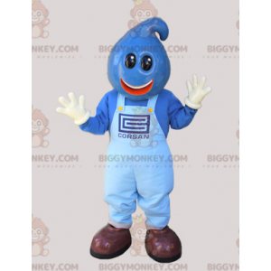 BIGGYMONKEY™ Μπλε κοστούμι μασκότ χιονάνθρωπος με κεφάλι δάκρυ