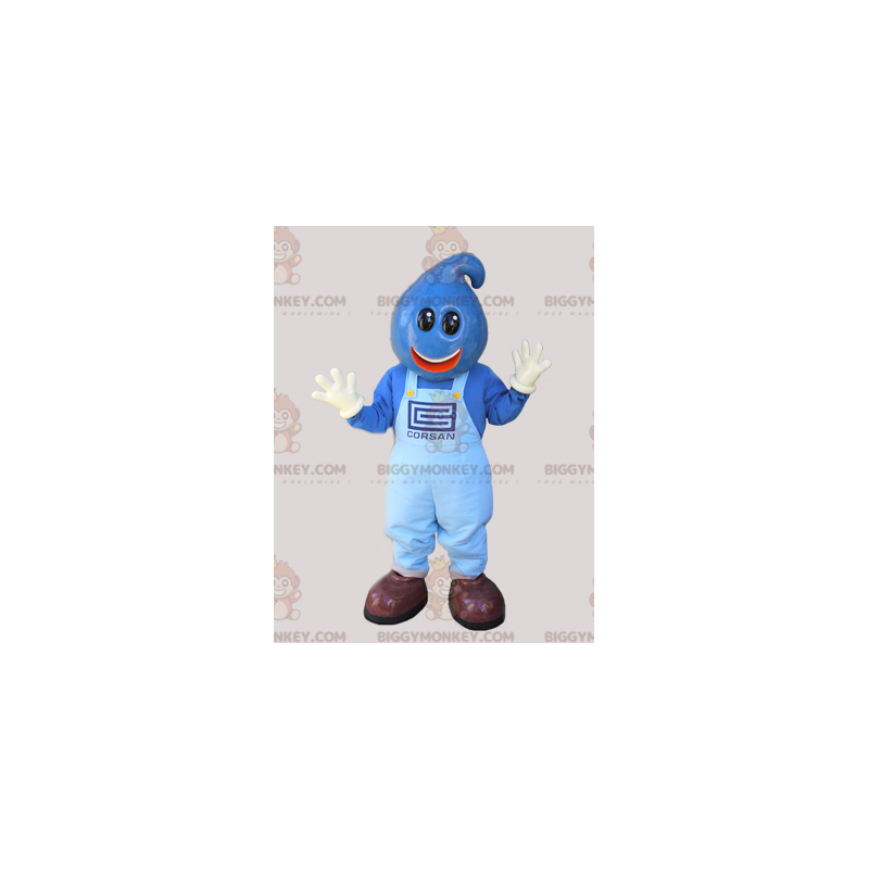 BIGGYMONKEY™ Blue Snowman Mascot Costume with Teardrop Head –