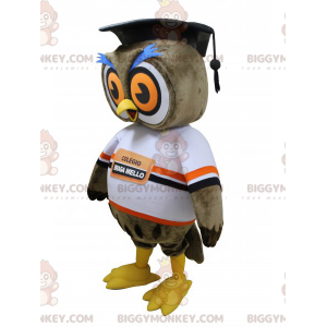 Brown Owl BIGGYMONKEY™ Mascot Costume with New Grad Hat –