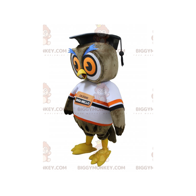 Brown Owl BIGGYMONKEY™ Mascot Costume with New Grad Hat –