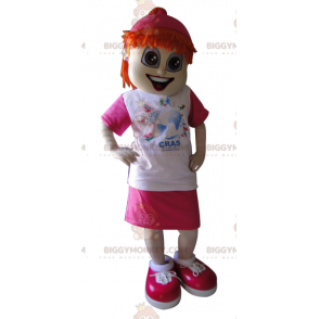 Disfraz de mascota de chica pelirroja BIGGYMONKEY™ vestida de