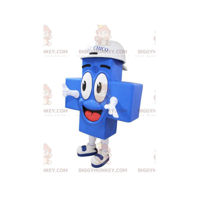 Costume de mascotte BIGGYMONKEY™ de croix bleue géante et