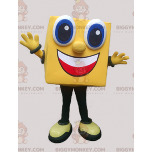 Costume da mascotte sorridente quadrato giallo uomo