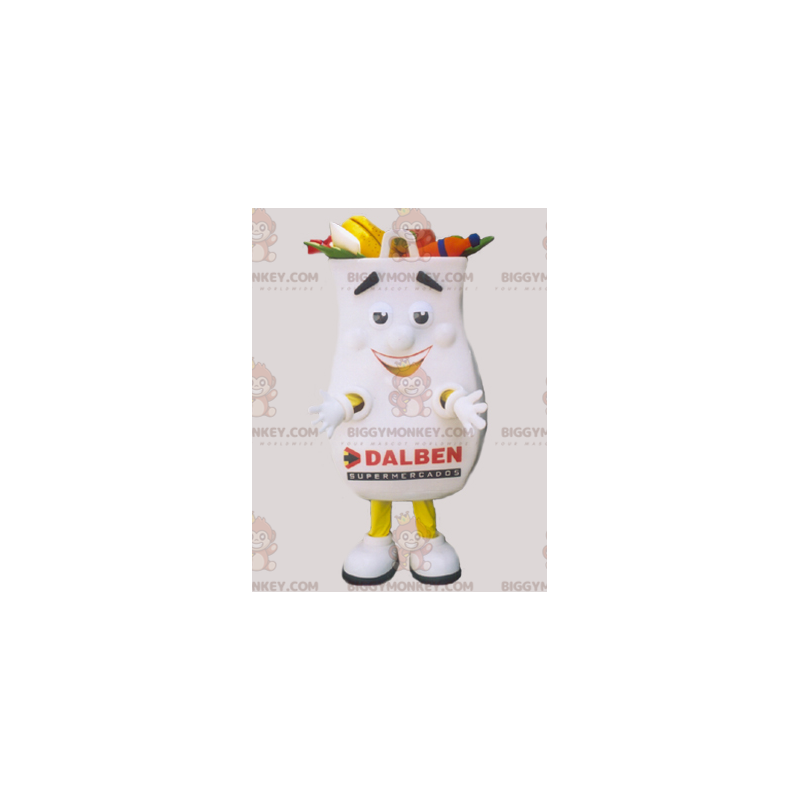 Costume de mascotte BIGGYMONKEY™ de sac de courses géant blanc