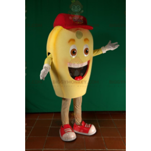 Disfraz de mascota de grano de maíz amarillo sonriente