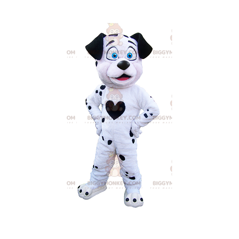 Costume de mascotte BIGGYMONKEY™ de chien blanc et noir.