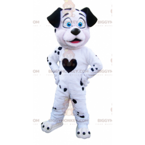 Costume de mascotte BIGGYMONKEY™ de chien blanc et noir.