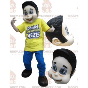 Brown Teenager Boy BIGGYMONKEY™ Mascot Costume Dressed in