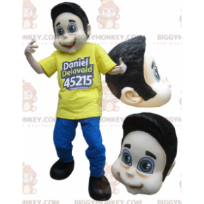 Brown Teenager Boy BIGGYMONKEY™ Mascot Costume Dressed in