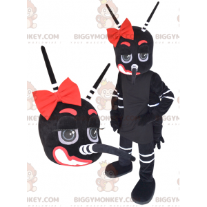 Costume de mascotte BIGGYMONKEY™ de moustique géant noir blanc