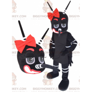 Costume mascotte BIGGYMONKEY™ zanzara gigante nera, bianca e