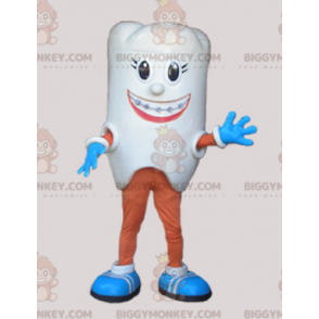 Giant White Tooth BIGGYMONKEY™ maskotdräkt. Tandläkare