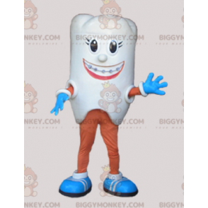 Traje de mascote BIGGYMONKEY™ de dente branco gigante. Fantasia