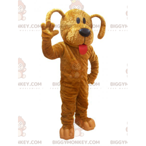 BIGGYMONKEY™ Costume da mascotte cagnolino marrone con lingua