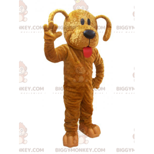 BIGGYMONKEY™ maskotkostume Brun pochhund med rød tunge -