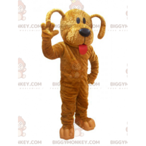 BIGGYMONKEY™ Maskotdräkt Brun Hundhund med röd tunga -